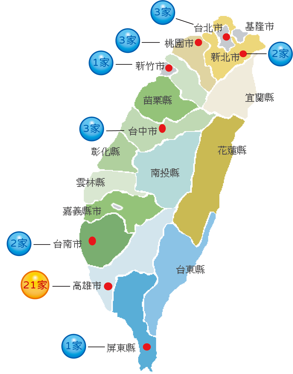 高雄銀行36家分行地圖